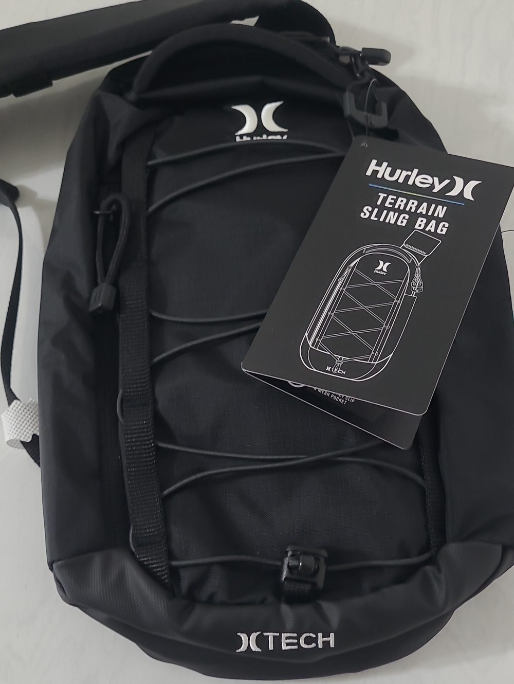 Hurley Black Men's Sling Bag Black. Approx 12" L X 8" W